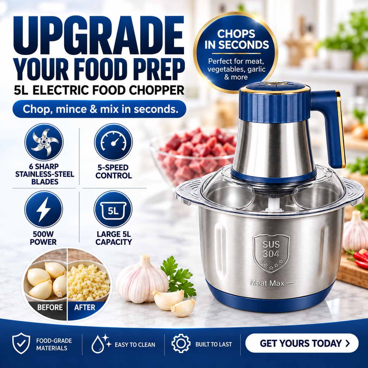 GrindChop5 - UPGRADE Your Kitchen. From Prep to Grind in Seconds.