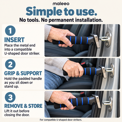 Maleeo Hip-Safe Car Door Latch Handle — Vertical Lift Car Assist for Seniors & Hip/Knee Recovery